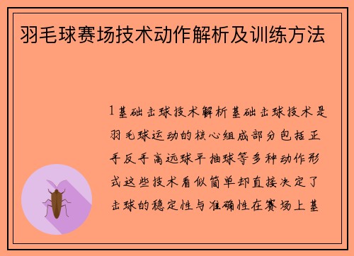 羽毛球赛场技术动作解析及训练方法